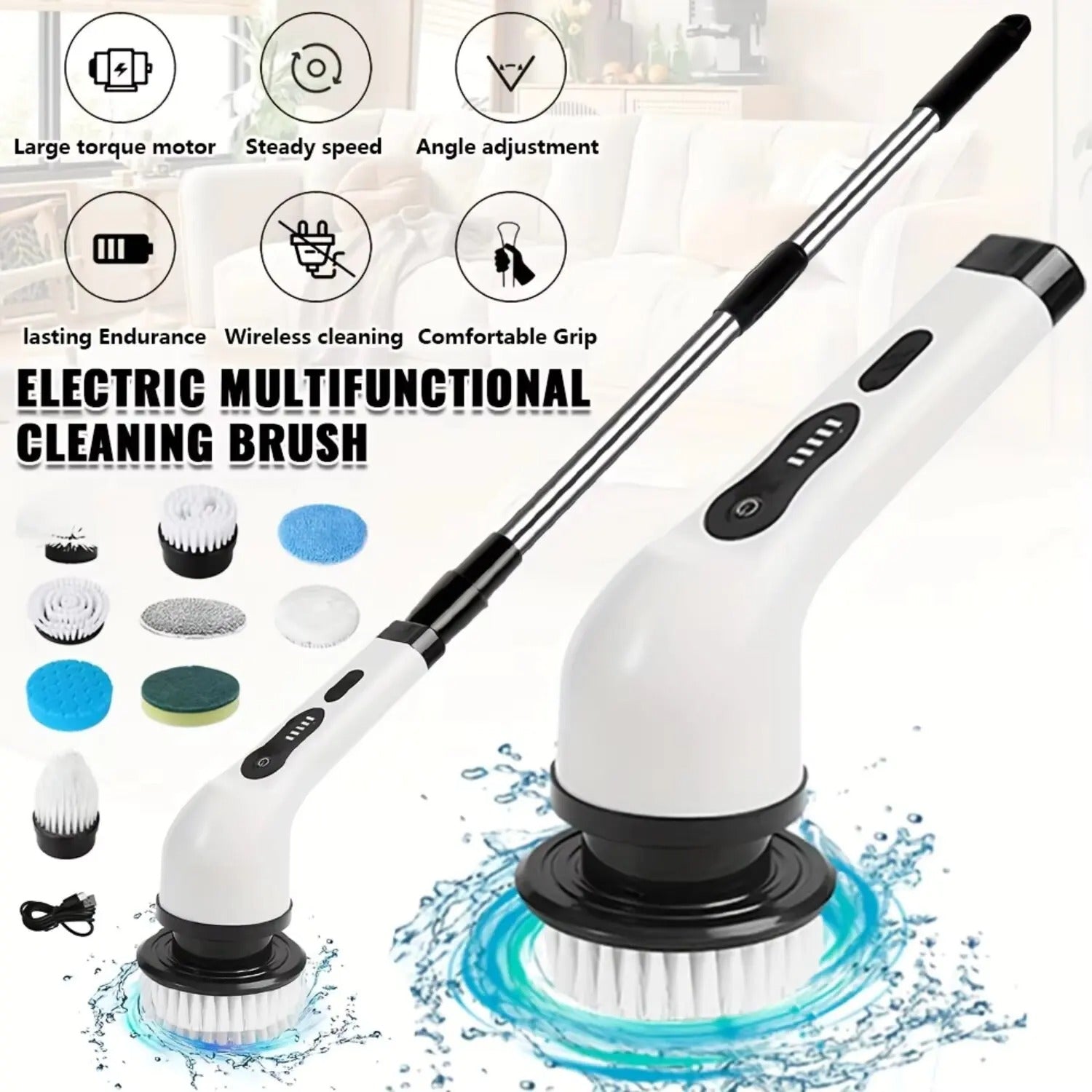 Electric Spin Scrubber – Cordless Powerful Cleaning Brush for Bathroom, Kitchen & Tiles