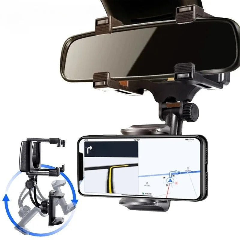 Rearview Mirror Phone Holder – Adjustable Car Mount for Hands-Free Navigation