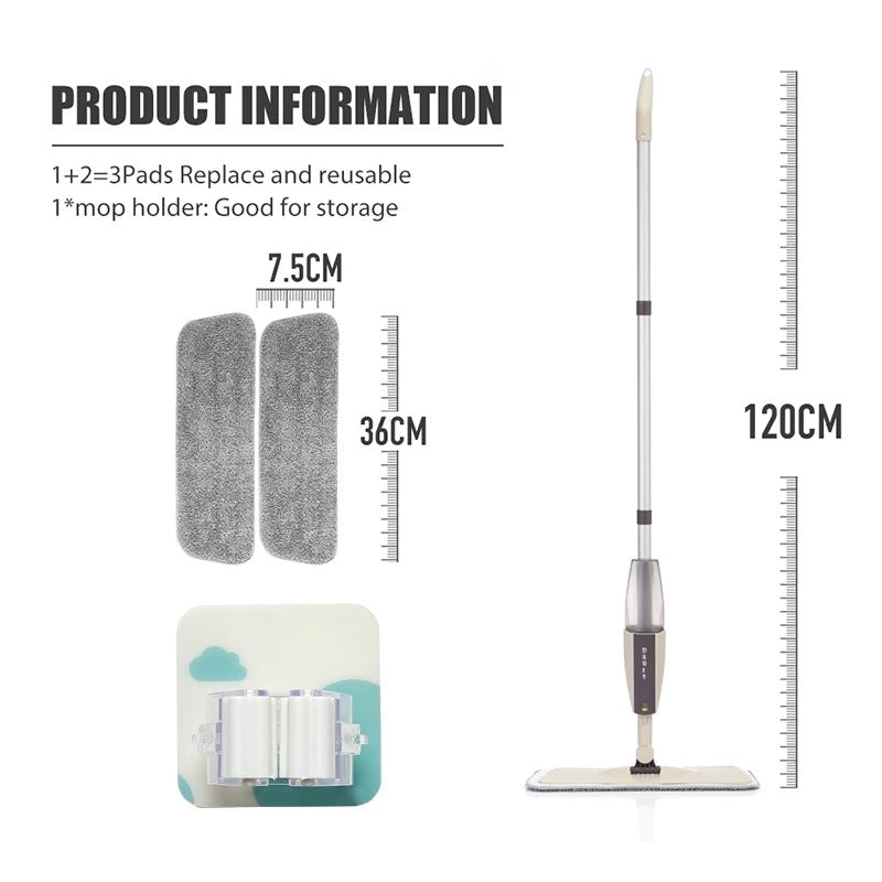 2-in-1 Spray Mop – Refillable Water Spray Floor Cleaner with Microfiber Pad