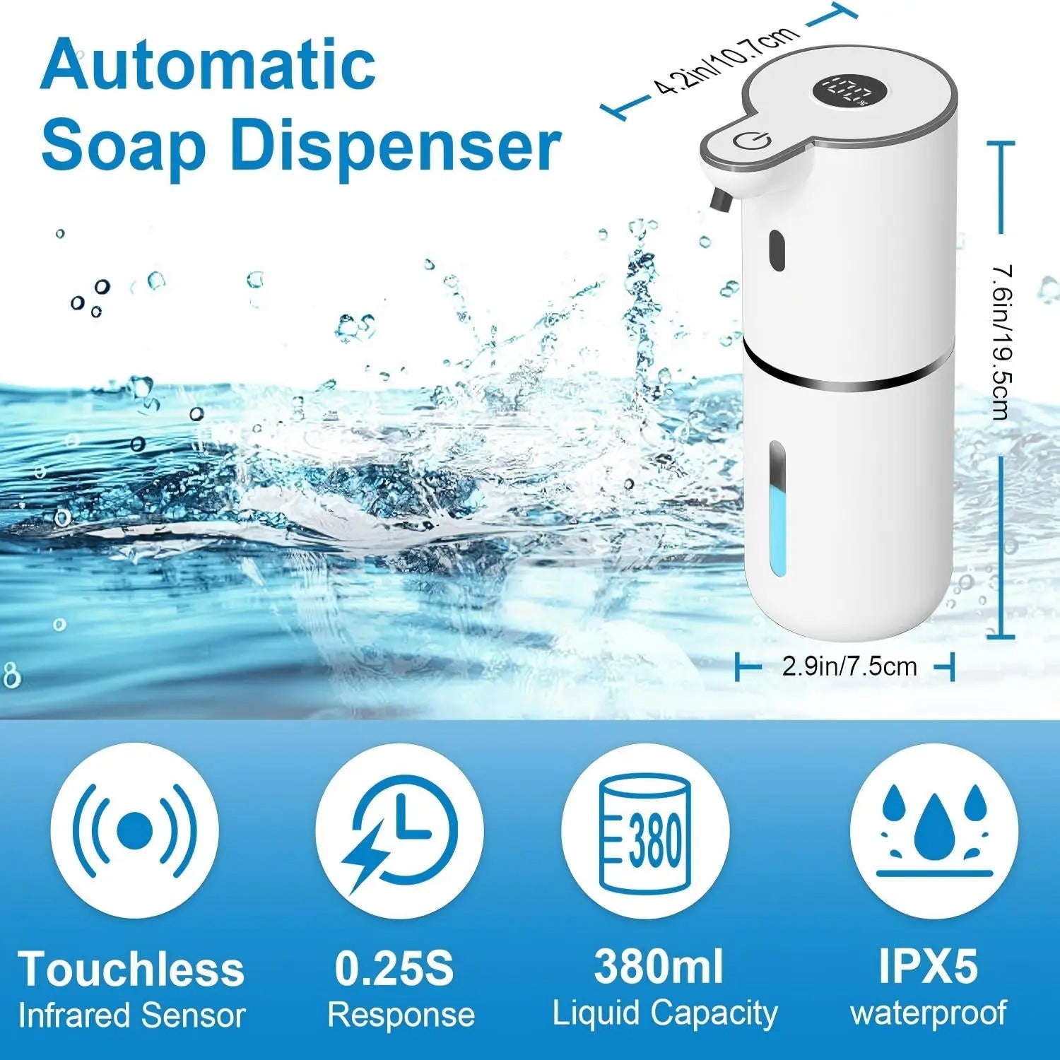 Automatic Soap Dispenser – Touchless Infrared Sensor Hand Wash for Bathroom & Kitchen