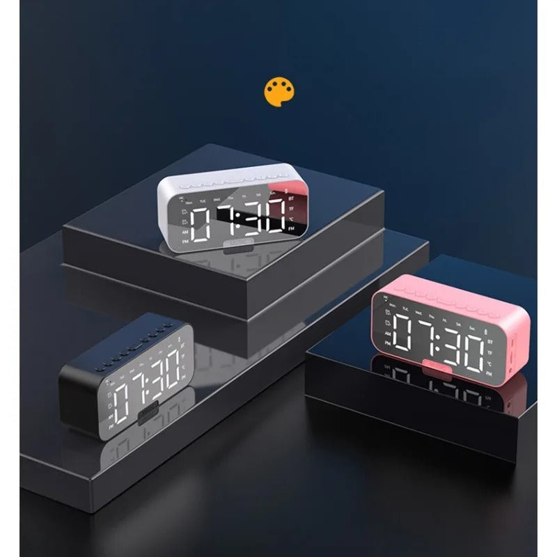 Digital Alarm Clock with LED Mirror – Modern Table Clock with Temperature Display & Night Light
