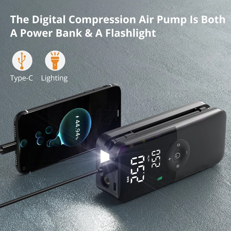 Portable Tire Inflator – Wireless Digital Air Compressor for Car Emergency Pump & Pressure Control