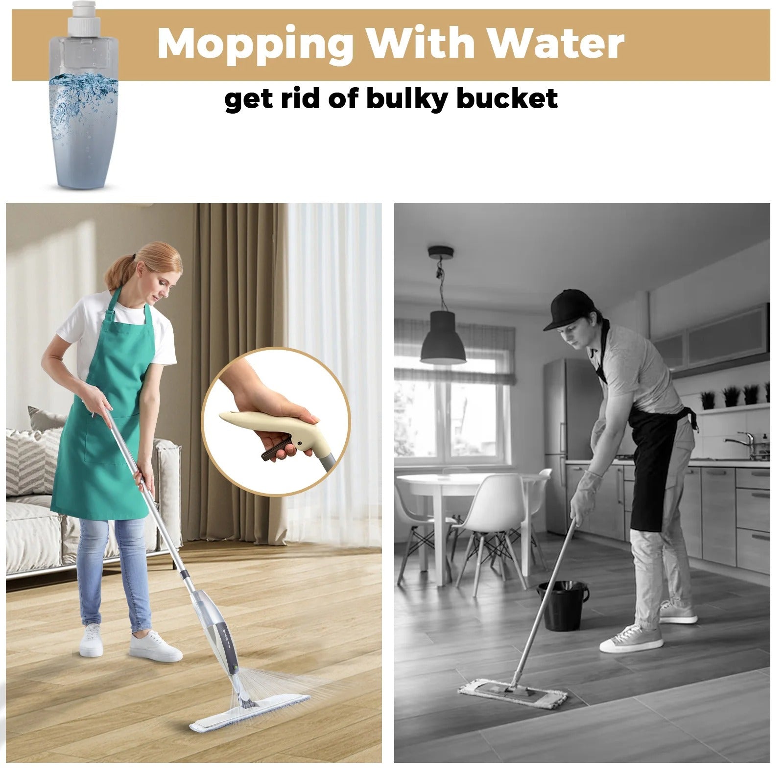 2-in-1 Spray Mop – Refillable Water Spray Floor Cleaner with Microfiber Pad
