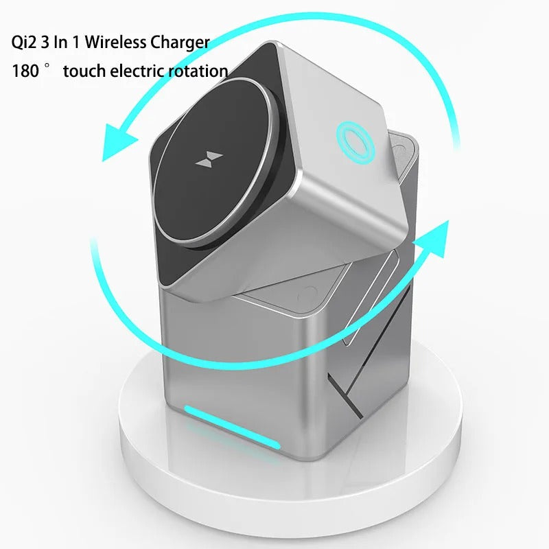 3-in-1 Wireless Charging Station – Fast Charger for iPhone, Apple Watch & AirPods Stand